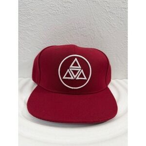 Red Snapback Hat Geometric Triangle Logo Flat Brim Adjustable Cap